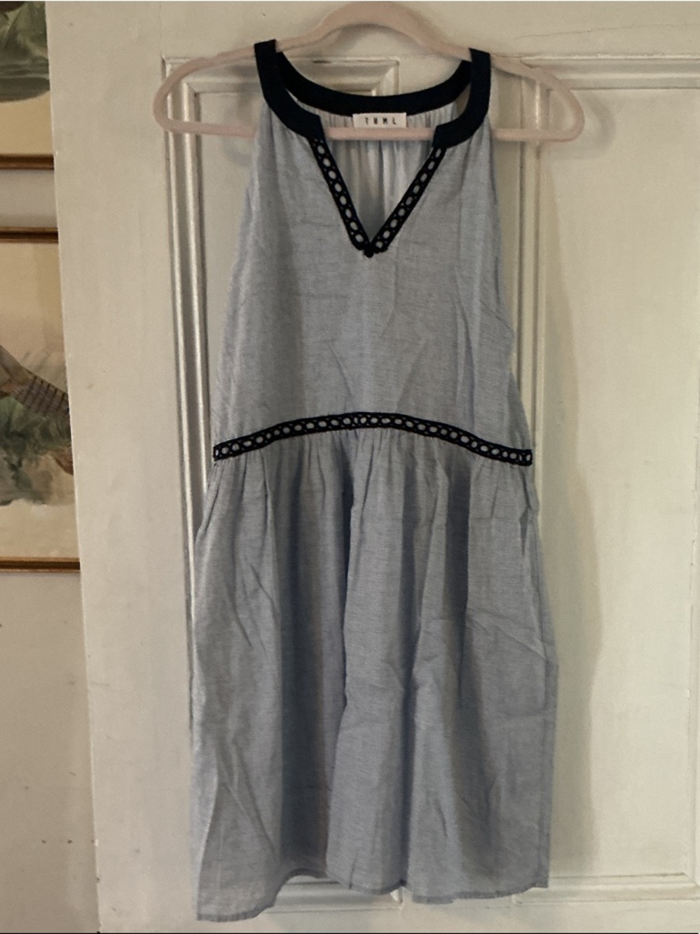 THML Light Blue Dress with Navy Accents